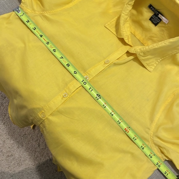 Focus Lifestyle Women’s Shirt Blouse Size XL Yellow Cropped - Picture 8 of 8